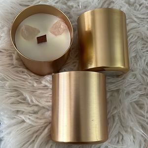Soy wax blend candles metal rose gold tin crystal rose quartz Australia